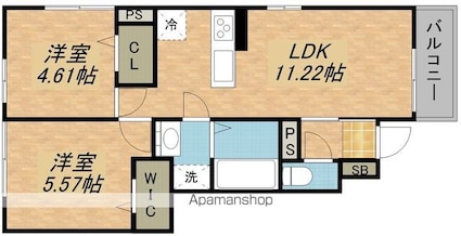 滋賀県大津市大萱５丁目[2LDK/48.23m2]の間取図