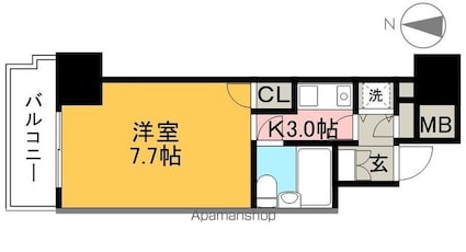 アルファガーデン本町[1K/21.93m2]の間取図