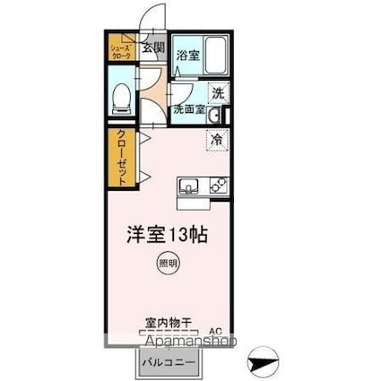 パラディー森塚[1R/33.34m2]の間取図