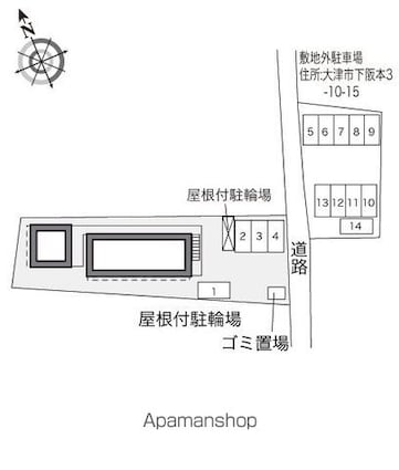 レオパレスグリーンヒルズ３[1K/20.28m2]の配置図