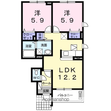 ベル　メゾン　アンジュⅠ[2LDK/54.08m2]の間取図