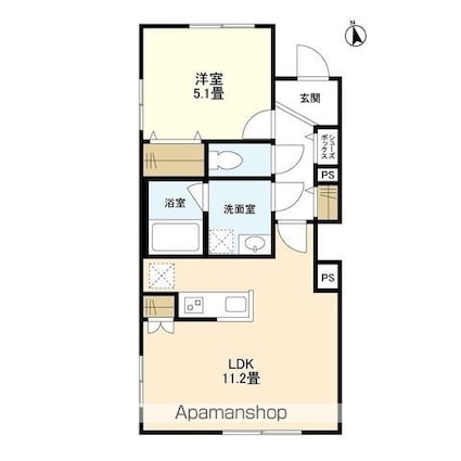 ウェルスクエアイズム文京小日向[1LDK/40.34m2]の間取図