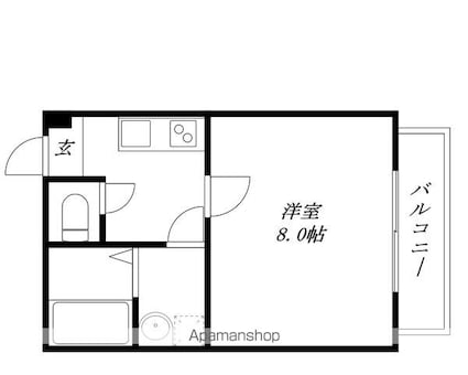 ヴィクトリーⅢ[1K/24.75m2]の間取図