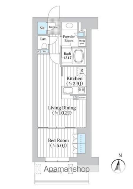 アビティグランデ砧　（Ｂ棟）[1LDK/45.1m2]の間取図