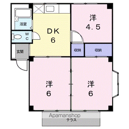 シティハイツ　クリスタル[3DK/45.14m2]の間取図