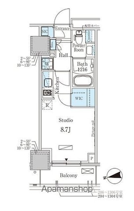 パークアクシス赤塚[1R/25.16m2]の間取図