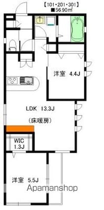 小松舎ＩＩ[2LDK/56.9m2]の間取図