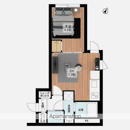 ウェルスクエアイズム木場[1DK/29.24m2]の間取図