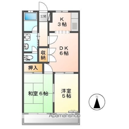 ハイツリバティⅠ[2LDK/44.55m2]の間取図