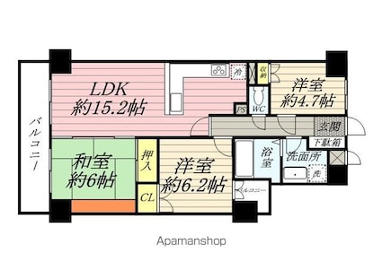 ダイヤモンドメゾン平井[3LDK/73.43m2]の間取図