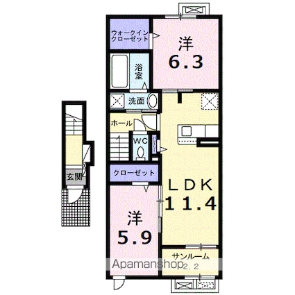 ジュリピコ[2LDK/61.88m2]の間取図