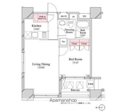 中央区八丁堀のマンションの間取り