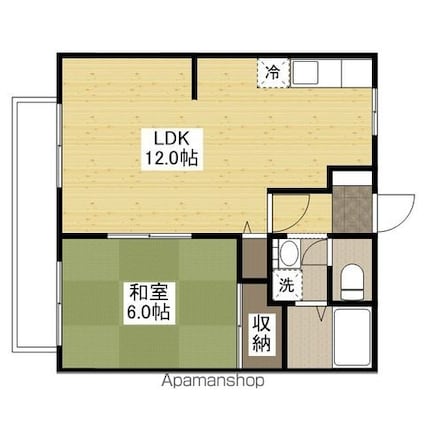 ビーライン蔵王[1LDK/41.73m2]の間取図