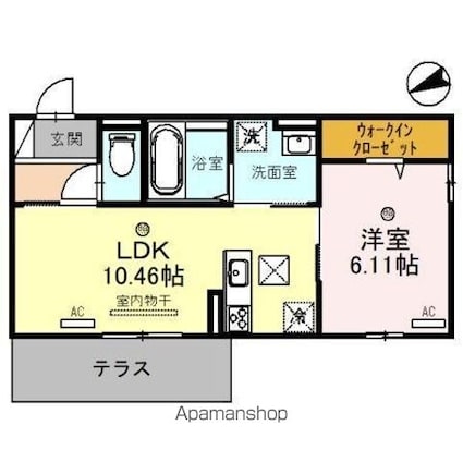 ロウレル[1LDK/41.86m2]の間取図