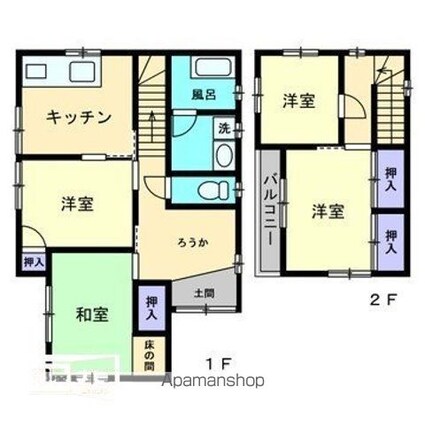 古川西借家[4DK/82.59m2]の間取図