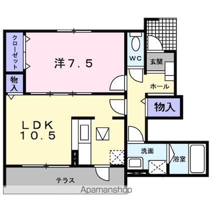 ユキ・シンクラ[1LDK/46.44m2]の間取図