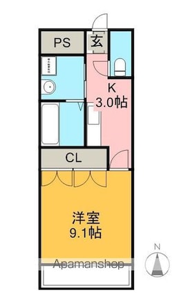 愛知県半田市岩滑中町１丁目[1K/29.9m2]の間取図