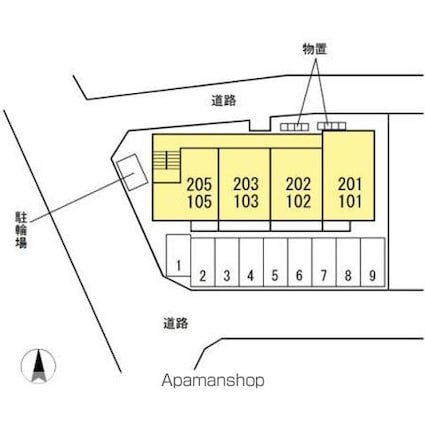 リジエール西仙北[2DK/50.28m2]の配置図