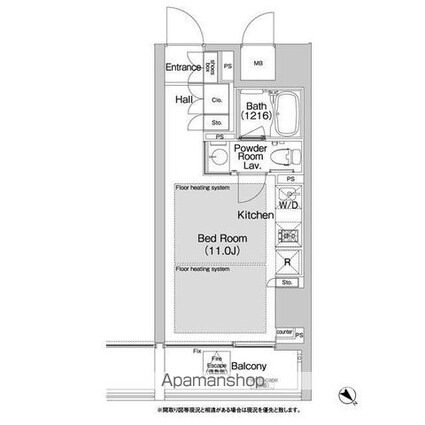 ＢＰＲレジデンス渋谷[1R/28.27m2]の間取図
