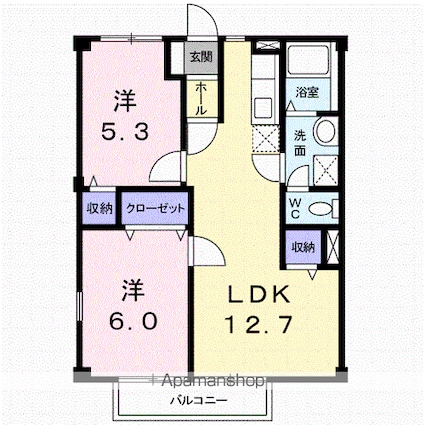 グランピア西条[2LDK/52.17m2]の間取図