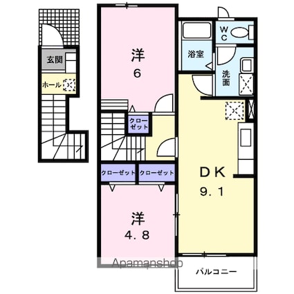 ヴィラ・ユニゾンＣ[2DK/50.27m2]の間取図