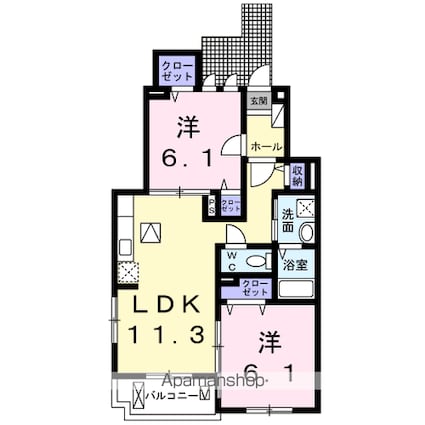 サンモール[2LDK/58.44m2]の間取図