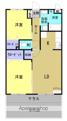熊本県八代市松江町[2LDK/50.51m2]の間取図