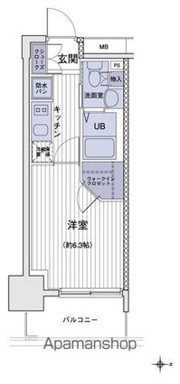 エスティメゾン大島[1K/22.12m2]の間取図