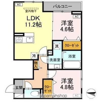 リアンメゾン[2LDK/52.08m2]の間取図