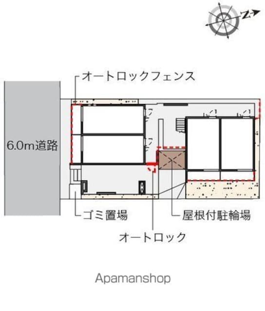 クレイノウィステリアⅣ[1K/21.33m2]の配置図