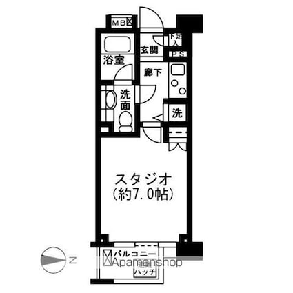 レジディア新宿イーストⅡ[1K/21.65m2]の間取図