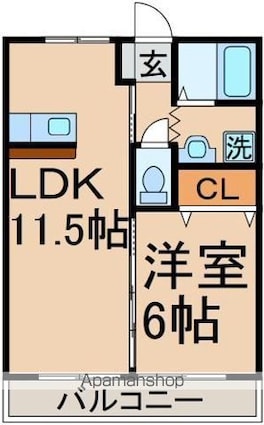 パルステージ秋川[1LDK/40.5m2]の間取図