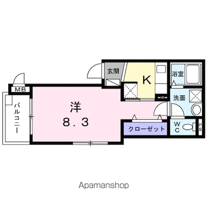 フォルトゥナ弦巻[1K/26.37m2]の間取図