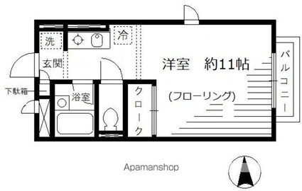 東京都練馬区桜台２丁目[1K/26.49m2]の間取図