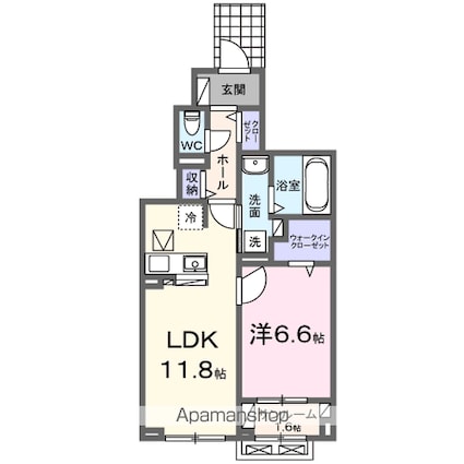 琴福[1LDK/50.07m2]の間取図