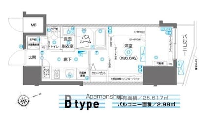 ＺＯＯＭ駒込[1K/25.61m2]の間取図