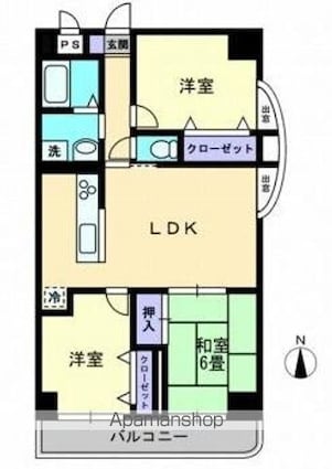 レイクウエスト[3LDK/69.3m2]の間取図
