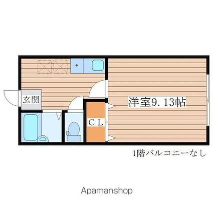ハイツロックラージＡ[1K/28.16m2]の間取図