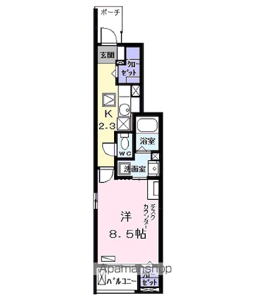 グランツコートＫＫ　Ⅰ[1K/32.25m2]の間取図