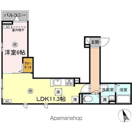 ＡｓｓｅｔーＣｏｕｒｔ錦町[1LDK/41.84m2]の間取図