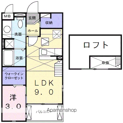 ブローテ[1K/33.34m2]の間取図