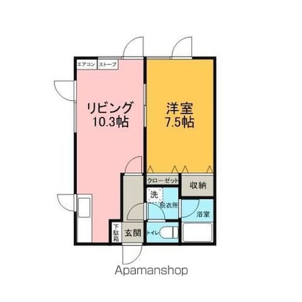 フレンドリー卸町５号館[1LDK/39.74m2]の間取図