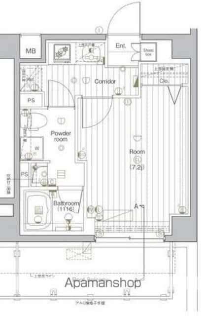 ＰＲＥＭＩＵＭ　ＣＵＢＥ　Ｇ　北新宿ＤＥＵＸ[1K/25.65m2]の間取図
