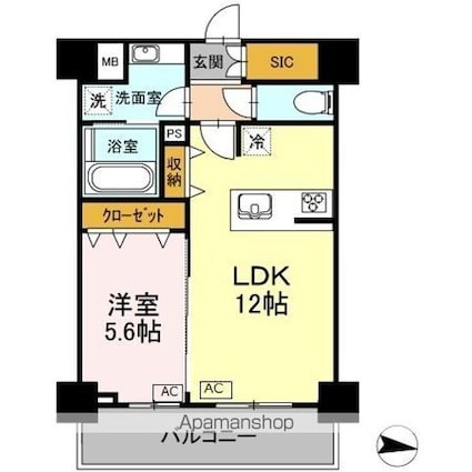 東京都立川市幸町３丁目[1LDK/45.18m2]の間取図