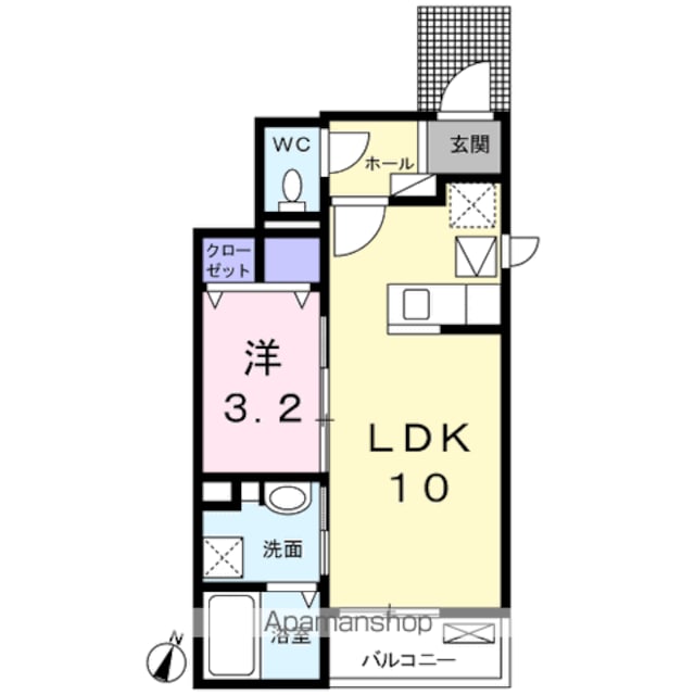 コート・グランドゥール　Ⅱ[1LDK/33.41m2]の間取図