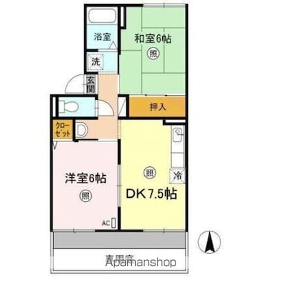 プレジール小野　Ｄ棟[2DK/41.89m2]の間取図