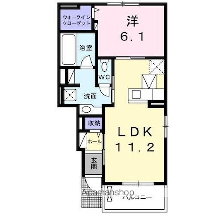 ドルチェ・ビータⅡ[1LDK/44.18m2]の間取図