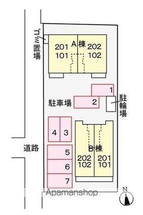 エイトワン　すがわＢ[1LDK/44.62m2]の配置図