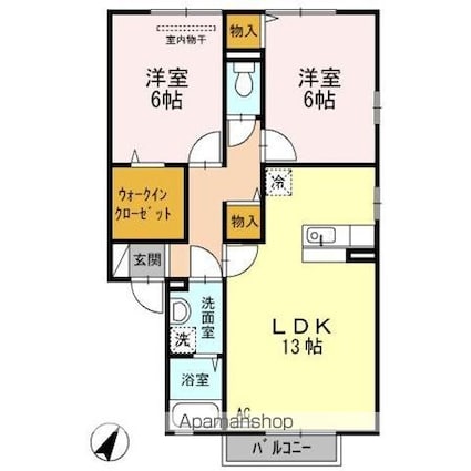 サニープレイス福山Ｉ　Ｆ棟[2LDK/59.58m2]の間取図