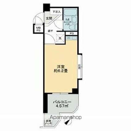 ライオンズマンションときわ台[1R/17.26m2]の間取図